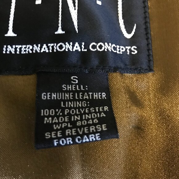 I.N.C. Brown leather coat/jacket W/golden shimmer, Small, EUC - Picture 4 of 4